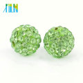 Fabricante Fornecimento Peridoto Cor Rodada Argila Shamballa Strass Pave Grânulos de Cristal Tamanho 4mm-18mm, IB00103 - Peridot